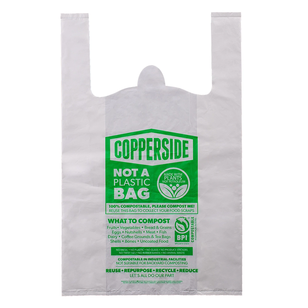 100% Biodegradable Wicket Bag for Bread Compostable T-Shirt Shopping Bag Shopping Bag on Roll