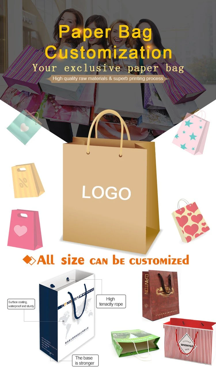 Customized Fancy Gift Shopping Paper Bags with Ribbon Handle