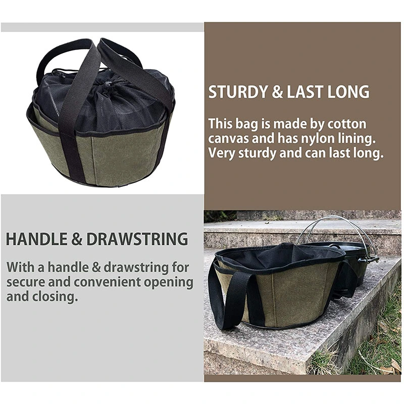 Travel Portable Outdoor Camping Canvas Drawstring Dutch Oven Carry Bag