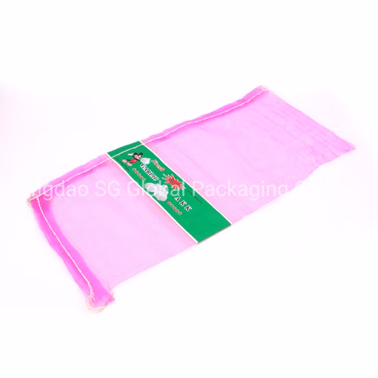 Plastic PE Leno Wicket Mesh Bag with Logo and Printed Label for Packing Onion Potato Firewood Storage Mesh Sacks